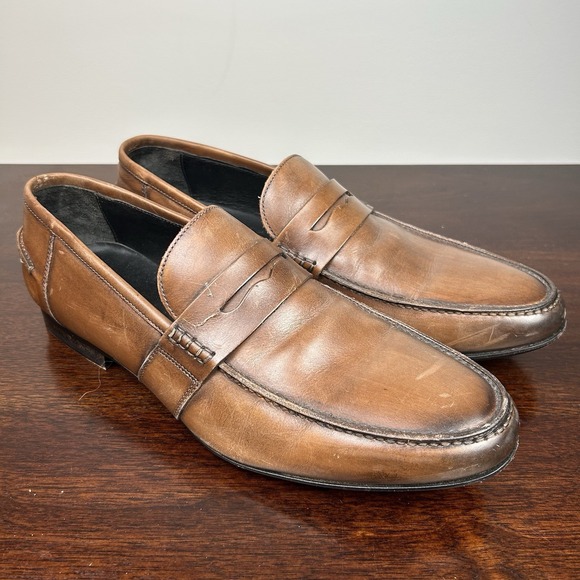 M. Gemi Other - M.GEMI MENS BROWN PENNY LOAFERS 42 US 9 ITALIAN GLOVE LEATHER MADE IN ITALY